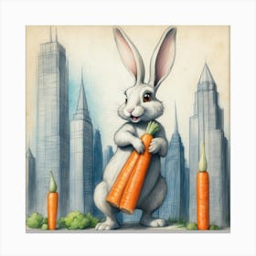 Rabbit With Carrots 27 Canvas Print