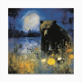 Bear In The Moonlight Canvas Print