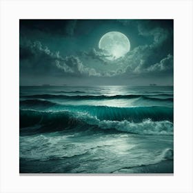 Full Moon Over The Ocean Canvas Print