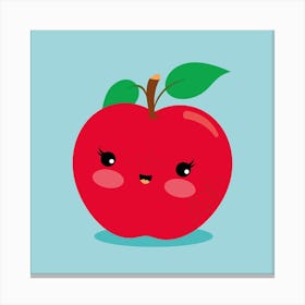 Nursery Kawaii Red Apple Canvas Print