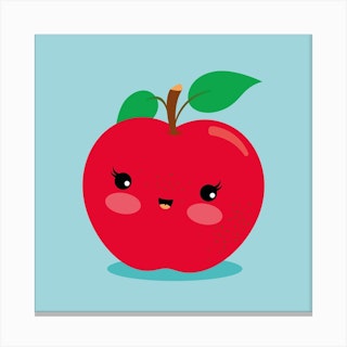 Nursery Kawaii Red Apple Canvas Print