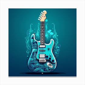 Blue Electric Guitar Canvas Print