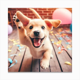 Happy Puppy's Joyful Frolic Canvas Print