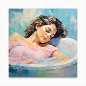Woman Sleeping In A Bathtub Canvas Print