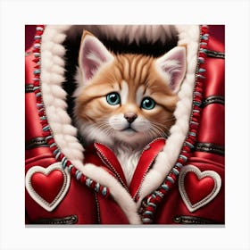 Kitten In Red Coat Canvas Print
