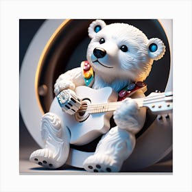 Polar Bear Playing Guitar 2 Canvas Print