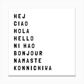 Hello Different Languages 07 Canvas Print