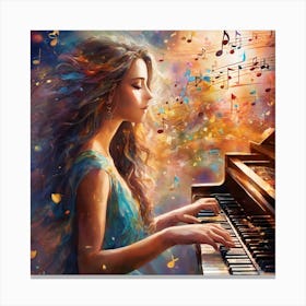 Girl Playing The Piano Canvas Print
