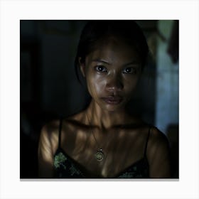 Portrait Of A Woman In The Dark Canvas Print