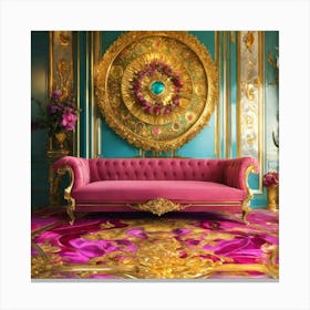 Futuristic Beautiful French Mansion Interior Glamo (21) Canvas Print