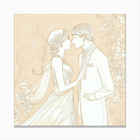 Wedding Couple Kissing Canvas Print