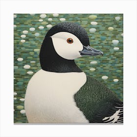 Ohara Koson Inspired Bird Painting Bufflehead 1 Square Canvas Print