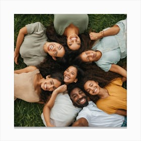 Group Of Friends Laying On Grass Canvas Print