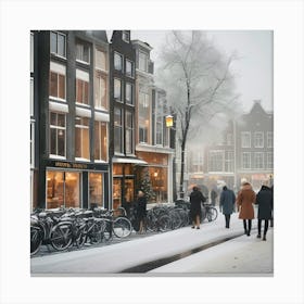 Amsterdam Chavez, winter, christmas snowfall.Amsterdam In Winter Canvas Print