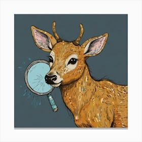 Deer With Magnifying Glass 3 Canvas Print