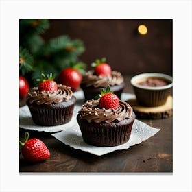 Leonardo Lightning Xl Christmas Dessert With Chocolate And Str 1 Canvas Print