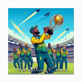 Cricket Players Holding The Trophy Canvas Print