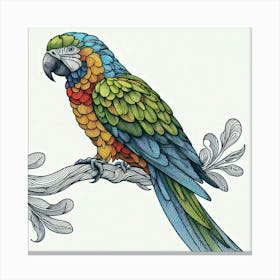 Line Art parrot 1 Canvas Print