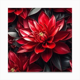 Red Dahlia Flowers Canvas Print