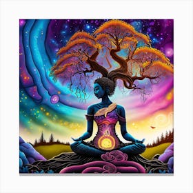 Meditating Woman With Tree Canvas Print
