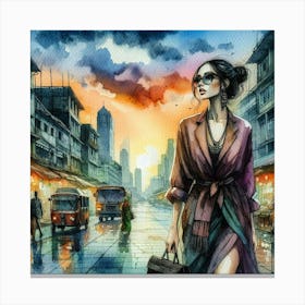 Watercolor Of A Woman 1 Canvas Print