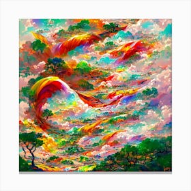 cultural creativity with flowing abstract shapes and patterns. Soft lines and a balanced blend of orange and blue. The light background should enhance the vibrant colors, conveying imagination, diversity, and a sense of exploration Canvas Print