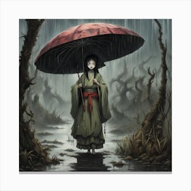 Girl In The Rain Canvas Print