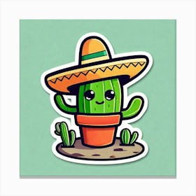 Mexico Cactus With Mexican Hat Sticker 2d Cute Fantasy Dreamy Vector Illustration 2d Flat Cen (12) Canvas Print