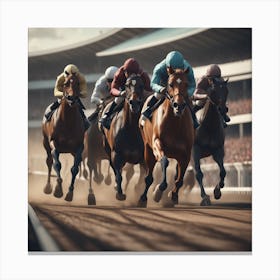 Horse Racing At The Racetrack 3 Canvas Print