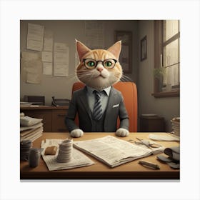 Cat In Business Suit 2 Canvas Print