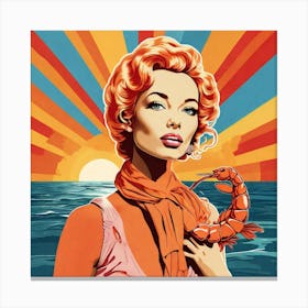 Woman Holding A Shrimp 1 Canvas Print