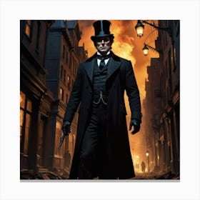 Man In A Top Hat In the Streets of Downtown Canvas Print