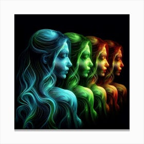 Three Women With Colorful Hair Canvas Print