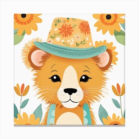 Floral Baby Lion Nursery Painting (9) Canvas Print