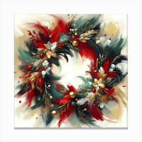 Elegant Christmas Wreath Digital Art - Festive Holiday Decor Canvas Print