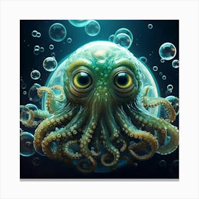 Firefly Adorable Cthulhu Floating Among Shimmering Soap Bubbles 33041 Canvas Print