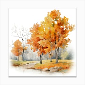 Watercolor Autumn Trees 14 Canvas Print