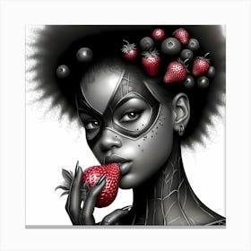 Afro Berry Punk Beauty With Mask Creative Drawing Canvas Print