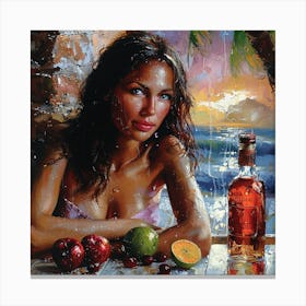 Woman With A Bottle Of Wine Canvas Print