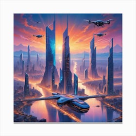 Futuristic Cityscape 37 Canvas Print