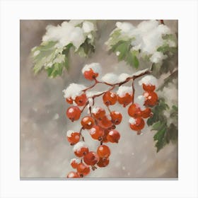 Red Currants In The Snow 2 Canvas Print