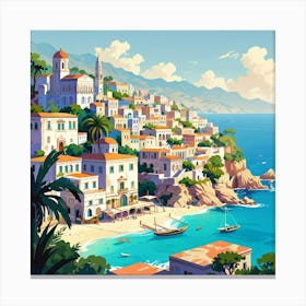 Mediterranean Seaside Town Canvas Print