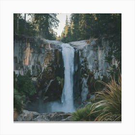 Waterfall In The New Zealand Rainforest Canvas Print