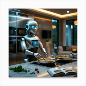 Leonardo Phoenix 10 A Sleek Silver And Minimalist Robot With G 0 Canvas Print