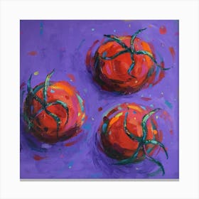 Tomatoes On Purple Square Canvas Print