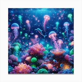 Jellyfish In The Ocean Canvas Print