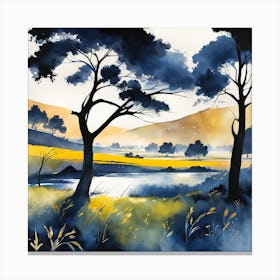 Watercolor Meadow Nature Painting (4) Canvas Print