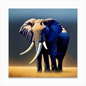 Elephant In The Grass Canvas Print