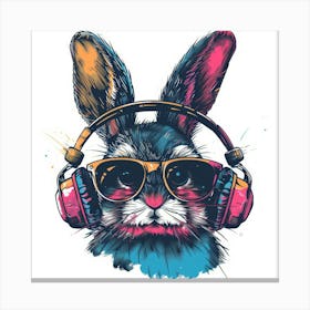 Bunny With Headphones 1 Canvas Print