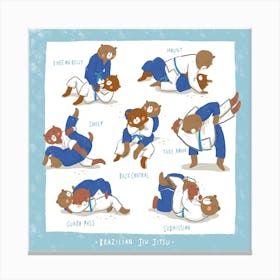 Jiu Jitsu Bears Square Canvas Print